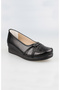 Daily Women's Comfortable and Stable Genuine Leather Cushion Heel (R) System Black Shoes for Mother C55