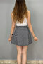 Women's Winter Black and White Houndstooth Patterned Flared Skirt - 5
