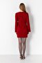 Square Neck Sleeve Slit Buckle Unlined Mini Dress Dark Red - 5