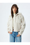 Buttoned Applique Double Pocket Plush Jacket - 3