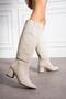 Lollr Women's Boots Thick Heeled Beige Suede - 2