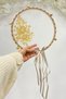 Appliqued Bridal Tefi Gold, Bridesmaid Wedding Henna Night Circumcision Bachelorette Bride with Bell 25cm 1 Piece - 4