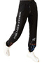Men's / Women's Thrills Text Patterned Waist Ankle Elastic Black Sweatpants with Pockets - 2