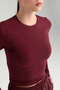 Cotton Round Neck Blouse Claret Red - 7