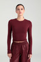 Cotton Round Neck Blouse Claret Red - 3