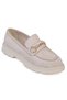 Rauga Women's Loafers with Buckle, Ballerina Shoes, Beige Suede - 2
