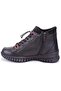Dza07- 122042651   Black Daily Flat Sole Leather Women's Boots - 3