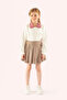 Girl's Collared Long Sleeve Ecru T-Shirt