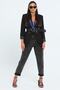 By-1046 High Waist Belted Drawstring Mom Jeans Black Snow Wash Pants - 2