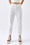 By-1887 Women's White Cotton Denim Fabric Mom Fit High Waist Jean Jeans Narrow Leg Denim Pants - 6