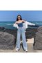 Pedro 90's Blue Snow Wash Casual Palazzo Wideleg Jean Power Lycra Women's High Waist 2024 - 4