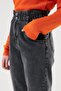 Sara High Waist Lycra Gathered Anthracite Mom Jean - 7