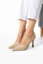 Women's Beige Simple and Eye-Catching Design Heeled Shoes