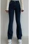 By-9081 Women's Navy Blue Super High Waist Lycra Flare Spanish Denim Pantalon Jeans Flare Pants - 2