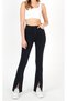 By-4403 Jeans Black High Waist Lycra Front Slit Women's Denim Jinox Pants