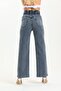 Anthracite High Waist Lycra Belt Gathered Wide Leg Jean Jeansfrango - 5