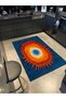 Paris Collection Orange and Blue Themed Abstract Abstract Figure Patterned Modern Decorative Carpet 139