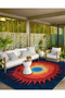 Paris Collection Orange and Blue Themed Abstract Abstract Figure Patterned Modern Decorative Carpet 139 - 2