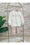 Girl's Rabbit Patterned Winter 3 Thread Cotton Sweatshirt Tights Top and Bottom Set - 3