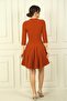 Women's Round Neck Back Zippered Flared Skirt Half Sleeve Dress - 4