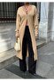 Camel Buttoned Long Cardigan - 2