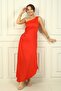 Single Shoulder Side Bead Embroidered Asymmetrical Dress - 2