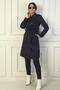 Women's Buttoned Front Waist Belted Pocket Top Coat - 2