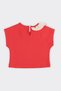 Baby Girl Red T-Shirt with Frill Collar Detail - 3