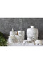 Black and White Patterned Bathroom Set: Trash Can, Toilet Brush, Tray, Soap Dispenser, Cotton Swab Holder, Swab Holder