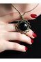 Natural Stone Onyx Natural Stone Women's Antique Model Necklace with 40cm Chain Euk11O