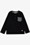 Baby Boy Long Sleeve T-Shirt with Pockets and Emblem 9 Months-3 Years, Black