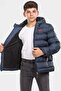 Boy's Navy Blue Fleece Inside Furry Waterproof Winter Thick Hooded Coat - 2