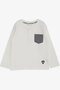 Baby Boy Long Sleeve T-Shirt with Pockets Buttons Embroidered 9 Months-3 Years, Ecru