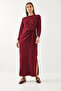 Women's Burgundy Modal Dress with Tie Detail 60351002 - 5