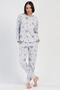 Women's Jacquard Long Sleeve Gray Pajamas Suit C2T3N0O204