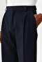 Navy Blue High Waist Pleated Relaxed Fit Baggy Men's Pants - 3