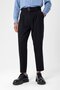 High waist buckle belt pleated fabric trousers