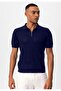 Polo Collar Zippered Knitted Men's T-Shirt - 3