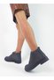 Gray Color Suede Rubber Sole Lace up Women's Boots - 3