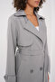 5918 Women's Double Breasted Lapel Trench Coat - Gray - 4