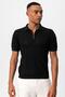 Polo Collar Zippered Knitted Men's T-Shirt - 3