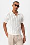 Polo Collar Zippered Knitted Men's T-Shirt