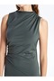 Lcw Vision Dark Green Stand Collar Women's Dress - 3