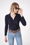 Women's Polo Neck Knit Detailed Regular Fit Knitwear Sweater Navy Blue 25W3004 - 3