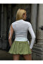 Women's White Single Sleeve Gathered Side Sandy Fabric Blouse Hzl25W-Zk11501 - 5