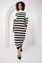 15898 Striped Long Knitwear Dress - White