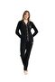 11000 Women's Black Long Sleeve Button Front Shirt Pajama Set