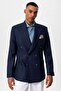 Men's Blazer Jacket - 100% Linen, Navy Blue, Double Breasted Closure