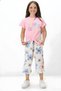 My Little One's Cicileri Happy Girl Bermuda Daisy Patterned Girls' Set - Pink
