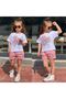 My Little Girl's Floral Patterned Shorts Set - Powder - 2